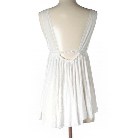 FREE PEOPLE New Romantics Sleeveless White Embroidered Lattice Tank Top XS - Picture 6 of 7